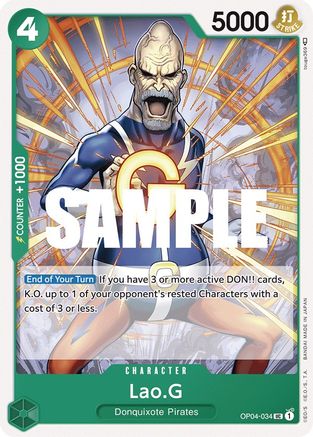 Lao.G (OP04-034) - Kingdoms of Intrigue - Premium One Piece Single from Bandai - Just $0.25! Shop now at Game Crave Tournament Store