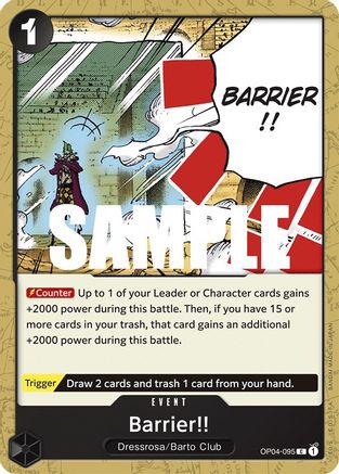 Barrier!! (OP04-095) - Kingdoms of Intrigue - Premium One Piece Single from Bandai - Just $0.25! Shop now at Game Crave Tournament Store