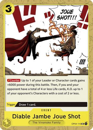 Diable Jambe Joue Shot (OP04-116) - Kingdoms of Intrigue - Premium One Piece Single from Bandai - Just $0.08! Shop now at Game Crave Tournament Store