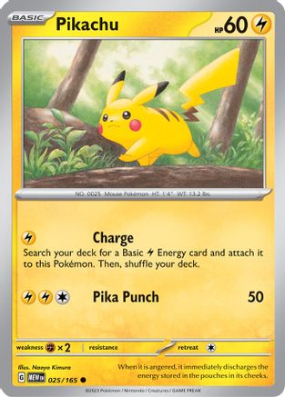 Pikachu - 025/165 25 - SV Scarlet and Violet 151 - Premium Pokemon Single from Nintendo - Just $0.25! Shop now at Game Crave Tournament Store