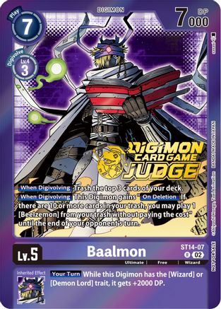 Baalmon - ST14-07 (Judge Pack 4) (ST14-07) - Starter Deck 14: Beelzemon Advanced Deck Set Foil - Premium Digimon Single from Bandai - Just $2.83! Shop now at Game Crave Tournament Store