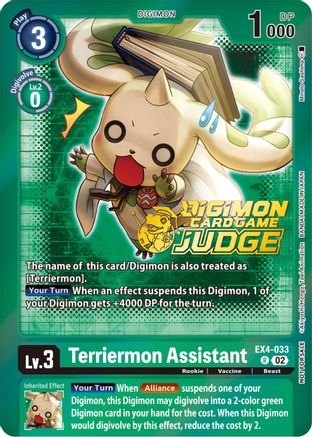 Terriermon Assistant - EX4-033 (Judge Pack 4) (EX4-033) - Alternative Being Booster Foil - Premium Digimon Single from Bandai - Just $0.11! Shop now at Game Crave Tournament Store