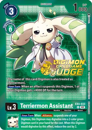 Terriermon Assistant (Alternate Art) - EX4-033 (Judge Pack 4) (EX4-033) - Alternative Being Booster Foil - Premium Digimon Single from Bandai - Just $17.17! Shop now at Game Crave Tournament Store
