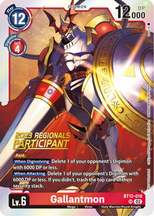 Gallantmon (2023 Regionals Participant) (BT12-018) - Across Time Foil - Premium Digimon Single from Bandai - Just $0.80! Shop now at Game Crave Tournament Store