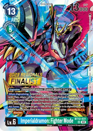 Imperialdramon: Fighter Mode (2023 Regionals Finalist) (BT12-031) - Across Time Foil - Premium Digimon Single from Bandai - Just $4.85! Shop now at Game Crave Tournament Store