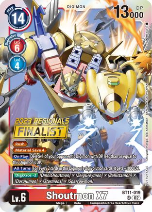 Shoutmon X7 (2023 Regionals Finalist) (BT11-019) - Dimensional Phase Foil - Premium Digimon Single from Bandai - Just $0.93! Shop now at Game Crave Tournament Store