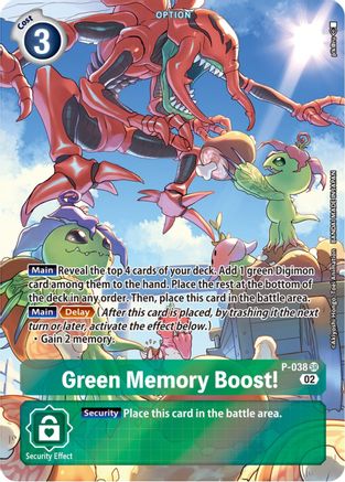 Green Memory Boost! - P-038 (Digimon Adventure Box 2) (P-038) - Digimon Promotion Cards Foil - Premium Digimon Single from Bandai - Just $11.97! Shop now at Game Crave Tournament Store