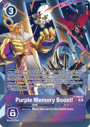 Purple Memory Boost! - P-040 (Digimon Adventure Box 2) (P-040) - Digimon Promotion Cards Foil - Premium Digimon Single from Bandai - Just $13.51! Shop now at Game Crave Tournament Store
