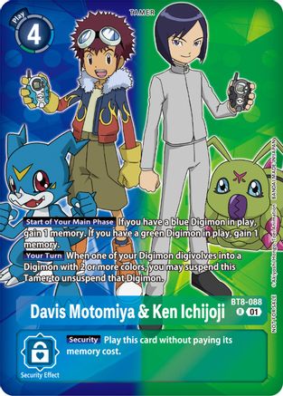 Davis Motomiya & Ken Ichijoji (Tamer Party Pack -The Beginning-) (BT8-088) - New Awakening Foil - Premium Digimon Single from Bandai - Just $1.37! Shop now at Game Crave Tournament Store