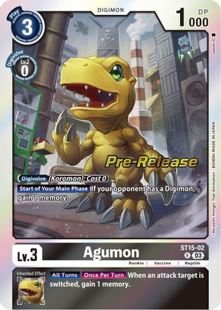 Agumon (ST15-02) - Starter Deck 15: Dragon of Courage Pre-Release Cards Foil - Premium Digimon Single from Bandai - Just $0.40! Shop now at Game Crave Tournament Store