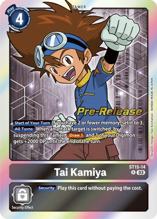 Tai Kamiya (ST15-14) - Starter Deck 15: Dragon of Courage Pre-Release Cards Foil - Premium Digimon Single from Bandai - Just $0.91! Shop now at Game Crave Tournament Store