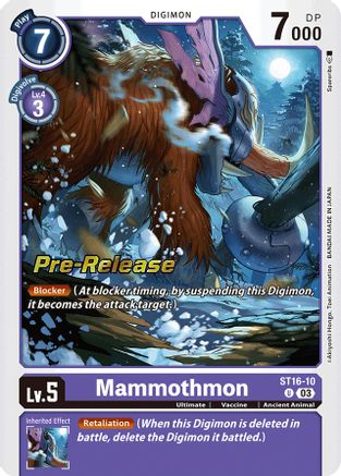 Mammothmon (ST16-10) - Starter Deck 16: Wolf of Friendship Pre-Release Cards Foil - Premium Digimon Single from Bandai - Just $0.08! Shop now at Game Crave Tournament Store