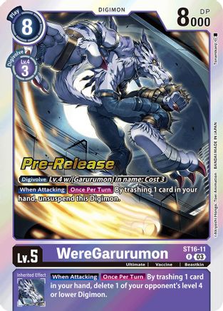 WereGarurumon (ST16-11) - Starter Deck 16: Wolf of Friendship Pre-Release Cards Foil - Premium Digimon Single from Bandai - Just $0.12! Shop now at Game Crave Tournament Store