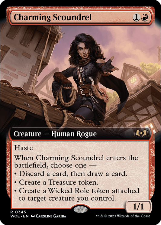 Charming Scoundrel (WOE-345) - Wilds of Eldraine: (Extended Art) Foil - Premium MTG Single from Wizards of the Coast - Just $0.63! Shop now at Game Crave Tournament Store