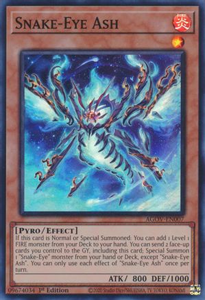 Snake-Eye Ash (AGOV-EN007) - Age of Overlord 1st Edition - Premium Yugioh Single from Konami - Just $0.90! Shop now at Game Crave Tournament Store