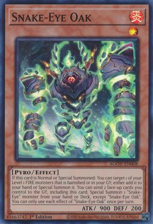 Snake-Eye Oak (AGOV-EN008) - Age of Overlord 1st Edition - Premium Yugioh Single from Konami - Just $0.34! Shop now at Game Crave Tournament Store