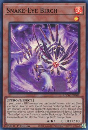 Snake-Eye Birch (AGOV-EN009) - Age of Overlord 1st Edition - Premium Yugioh Single from Konami - Just $0.25! Shop now at Game Crave Tournament Store