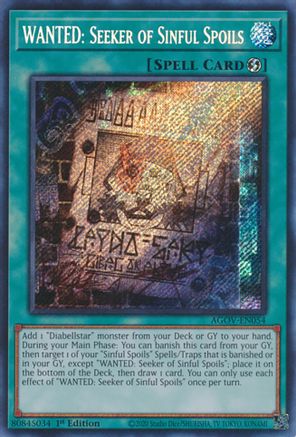 WANTED: Seeker of Sinful Spoils (AGOV-EN054) - Age of Overlord 1st Edition - Premium Yugioh Single from Konami - Just $0.79! Shop now at Game Crave Tournament Store
