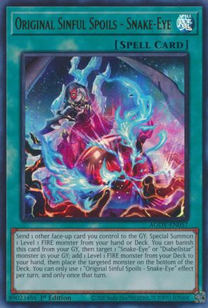 Original Sinful Spoils - Snake-Eye (AGOV-EN057) - Age of Overlord 1st Edition - Premium Yugioh Single from Konami - Just $1.45! Shop now at Game Crave Tournament Store