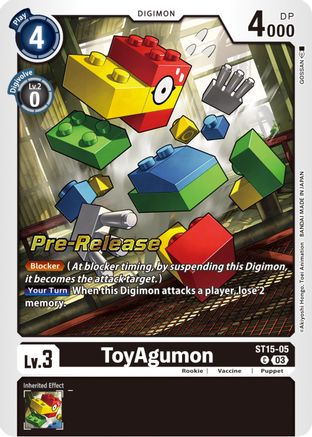 ToyAgumon (ST15-05) - Starter Deck 15: Dragon of Courage Pre-Release Cards Foil - Premium Digimon Single from Bandai - Just $0.66! Shop now at Game Crave Tournament Store