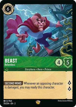 Beast - Relentless (70/204) - Rise of the Floodborn - Premium Lorcana Single from Disney - Just $0.58! Shop now at Game Crave Tournament Store