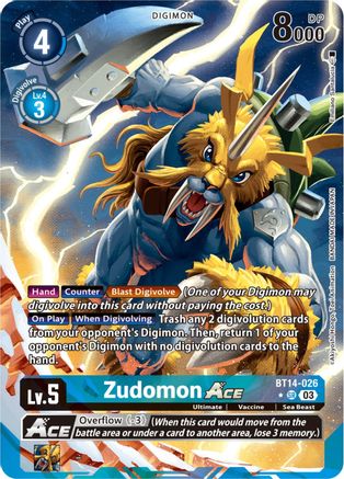 Zudomon Ace (English Exclusive Alternate Art) (BT14-026) - Blast Ace Foil - Premium Digimon Single from Bandai - Just $15.46! Shop now at Game Crave Tournament Store