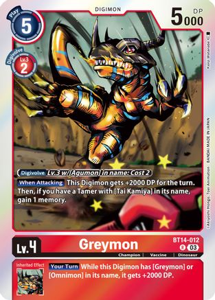 Greymon (BT14-012) - Blast Ace Foil - Premium Digimon Single from Bandai - Just $0.08! Shop now at Game Crave Tournament Store