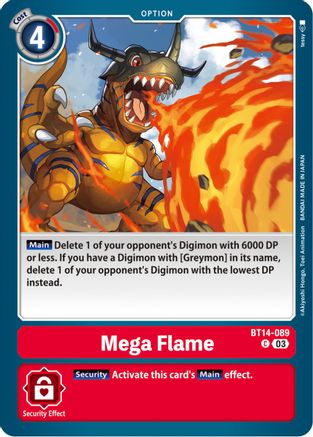 Mega Flame (BT14-089) - Blast Ace - Premium Digimon Single from Bandai - Just $0.25! Shop now at Game Crave Tournament Store