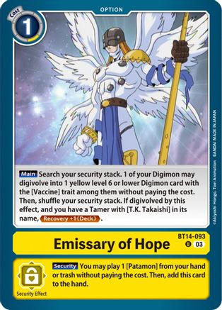 Emissary of Hope (BT14-093) - Blast Ace - Premium Digimon Single from Bandai - Just $0.08! Shop now at Game Crave Tournament Store