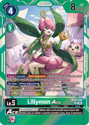 Lillymon Ace (BT14-049) - Blast Ace Foil - Premium Digimon Single from Bandai - Just $0.08! Shop now at Game Crave Tournament Store