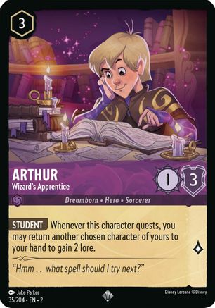 Arthur - Wizard's Apprentice (35/204) - Rise of the Floodborn - Premium Lorcana Single from Disney - Just $0.08! Shop now at Game Crave Tournament Store