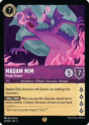 Madam Mim - Purple Dragon (47/204) - Rise of the Floodborn - Premium Lorcana Single from Disney - Just $0.37! Shop now at Game Crave Tournament Store