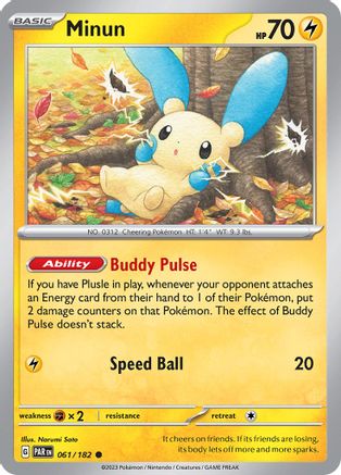 Minun - 061/182 61 - SV04 Paradox Rift - Premium Pokemon Single from Nintendo - Just $0.08! Shop now at Game Crave Tournament Store