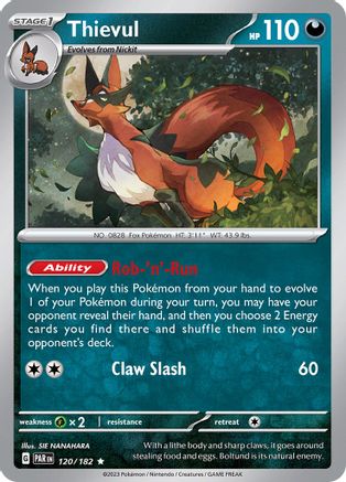 Thievul 120 - SV04 Paradox Rift Holofoil - Premium Pokemon Single from Nintendo - Just $0.50! Shop now at Game Crave Tournament Store