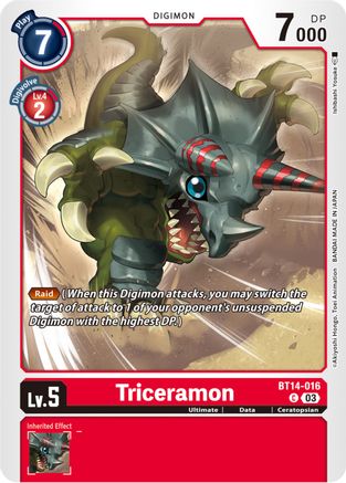 Triceramon (BT14-016) - Blast Ace - Premium Digimon Single from Bandai - Just $0.08! Shop now at Game Crave Tournament Store