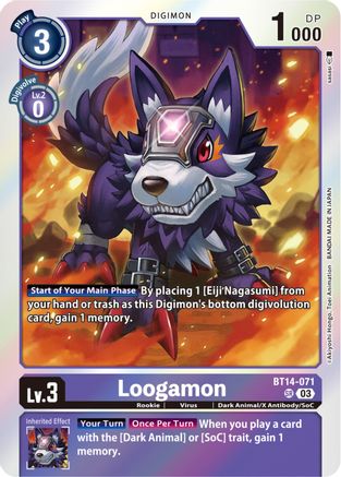 Loogamon (BT14-071) - Blast Ace Foil - Premium Digimon Single from Bandai - Just $1.26! Shop now at Game Crave Tournament Store