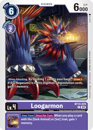 Loogarmon (BT14-074) - Blast Ace - Premium Digimon Single from Bandai - Just $0.08! Shop now at Game Crave Tournament Store