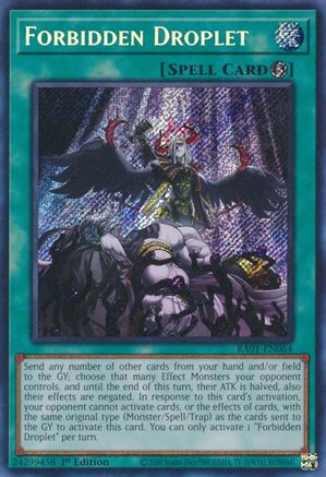 Forbidden Droplet (Secret Rare) (RA01-EN064) - 25th Anniversary Rarity Collection 1st Edition - Premium Yugioh Single from Konami - Just $8.74! Shop now at Game Crave Tournament Store