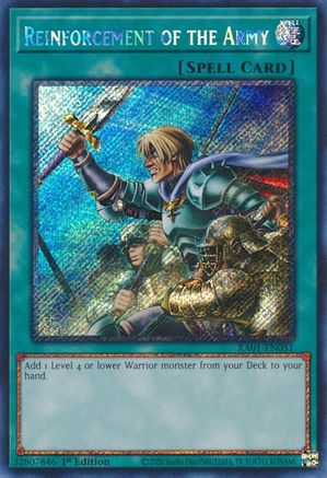 Reinforcement of the Army (Platinum Secret Rare) (RA01-EN051) - 25th Anniversary Rarity Collection 1st Edition - Premium Yugioh Single from Konami - Just $4.70! Shop now at Game Crave Tournament Store