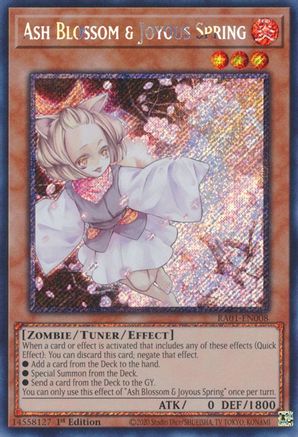 Ash Blossom & Joyous Spring (Platinum Secret Rare) (RA01-EN008) - 25th Anniversary Rarity Collection 1st Edition - Premium Yugioh Single from Konami - Just $11.60! Shop now at Game Crave Tournament Store