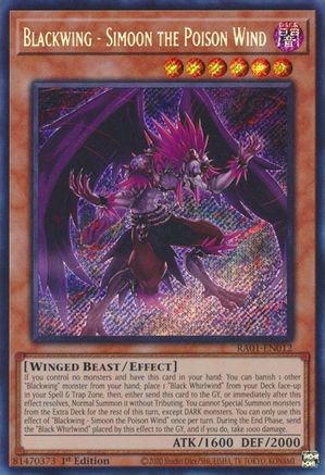 Blackwing - Simoon the Poison Wind (Secret Rare) (RA01-EN012) - 25th Anniversary Rarity Collection 1st Edition - Premium Yugioh Single from Konami - Just $0.25! Shop now at Game Crave Tournament Store