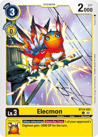 Elecmon (BT14-031) - Blast Ace - Premium Digimon Single from Bandai - Just $0.08! Shop now at Game Crave Tournament Store