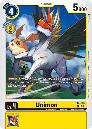 Unimon (BT14-035) - Blast Ace - Premium Digimon Single from Bandai - Just $0.08! Shop now at Game Crave Tournament Store