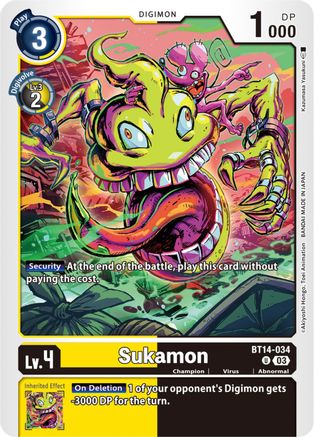 Sukamon (BT14-034) - Blast Ace - Premium Digimon Single from Bandai - Just $0.08! Shop now at Game Crave Tournament Store