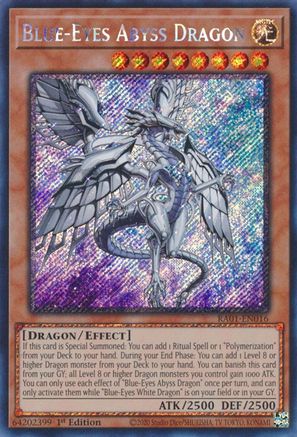 Blue-Eyes Abyss Dragon (Platinum Secret Rare) (RA01-EN016) - 25th Anniversary Rarity Collection 1st Edition - Premium Yugioh Single from Konami - Just $0.73! Shop now at Game Crave Tournament Store