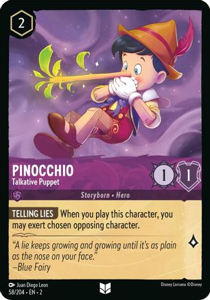 Pinocchio - Talkative Puppet (58/204) - Rise of the Floodborn - Premium Lorcana Single from Disney - Just $0.08! Shop now at Game Crave Tournament Store