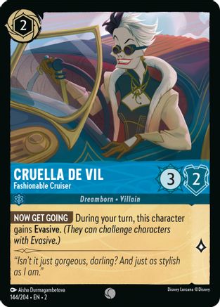 Cruella De Vil - Fashionable Cruiser (144/204) - Rise of the Floodborn - Premium Lorcana Single from Rise of the Floodborn - Just $0.08! Shop now at Game Crave Tournament Store