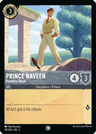 Prince Naveen - Penniless Royal (191/204) - Rise of the Floodborn - Premium Lorcana Single from Rise of the Floodborn - Just $0.08! Shop now at Game Crave Tournament Store