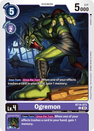 Ogremon (BT14-073) - Blast Ace - Premium Digimon Single from Bandai - Just $0.08! Shop now at Game Crave Tournament Store