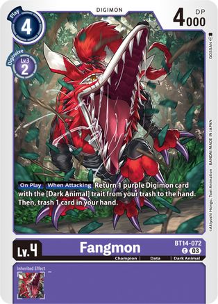 Fangmon (BT14-072) - Blast Ace - Premium Digimon Single from Bandai - Just $0.08! Shop now at Game Crave Tournament Store